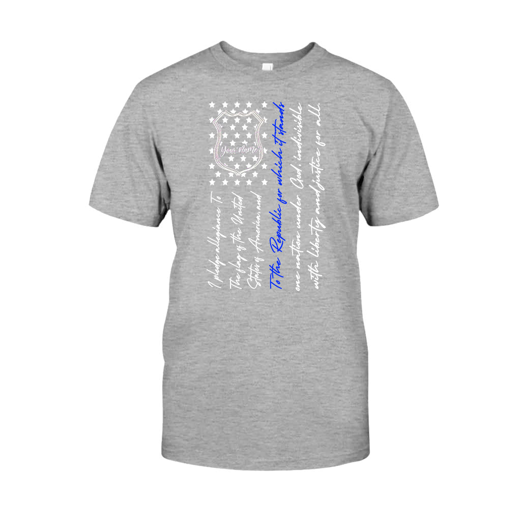 Police Badge Pledge Of Allegiance - Personalized Independence Day T-shirt and Hoodie