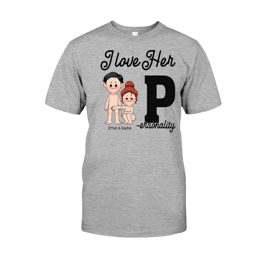 Ich liebe ihn, ich liebe sie – personalisiertes Partner-T-Shirt und Hoodie