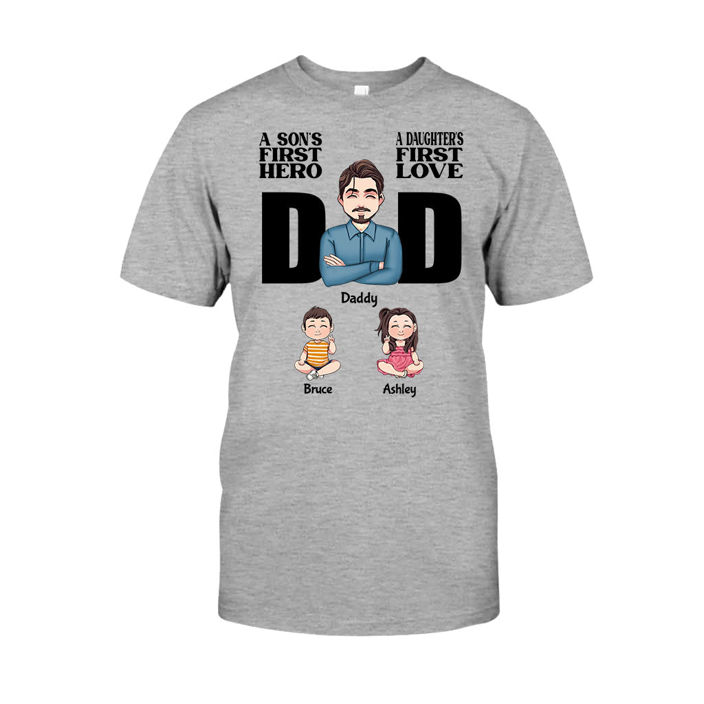 Der erste Held eines Sohnes, die erste Liebe einer Tochter – personalisiertes Vater-T-Shirt und Hoodie