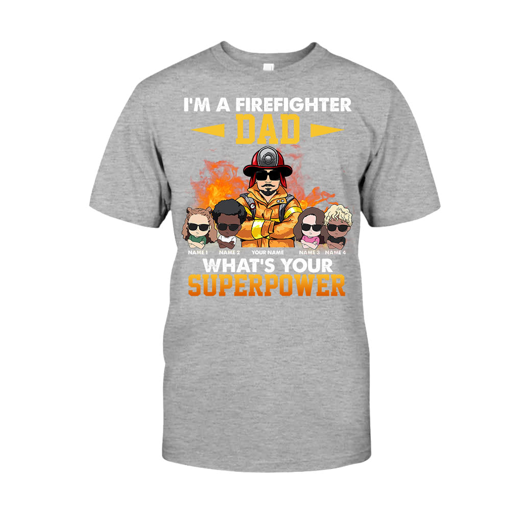 Ich bin ein Feuerwehrmann-Papa – Was ist deine Superkraft? – Personalisiertes Vatertags-T-Shirt und Hoodie