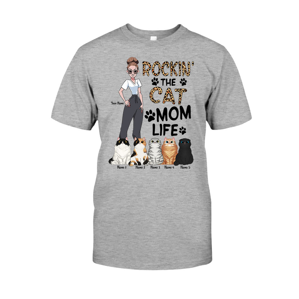 Das Leben als Katzenmama rocken – personalisiertes Katzen-T-Shirt und Hoodie