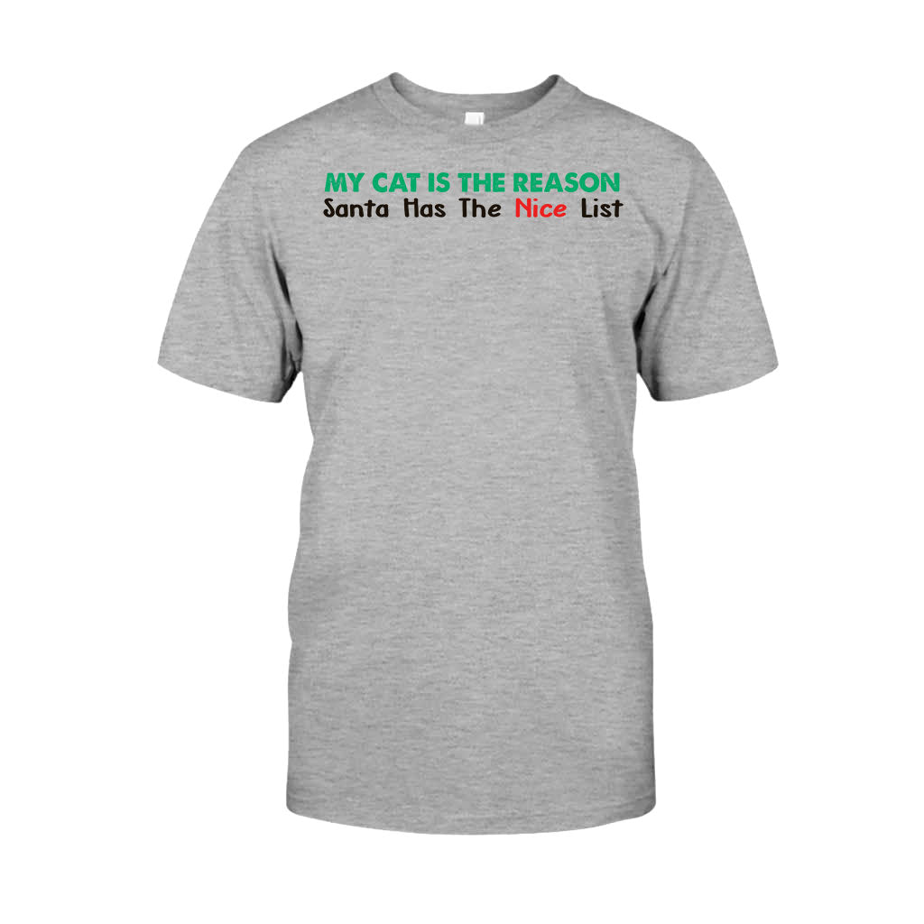 Meine Katze ist der Grund, warum der Weihnachtsmann die Liste der unartigen Kinder hat – personalisiertes Weihnachts-T-Shirt und Hoodie