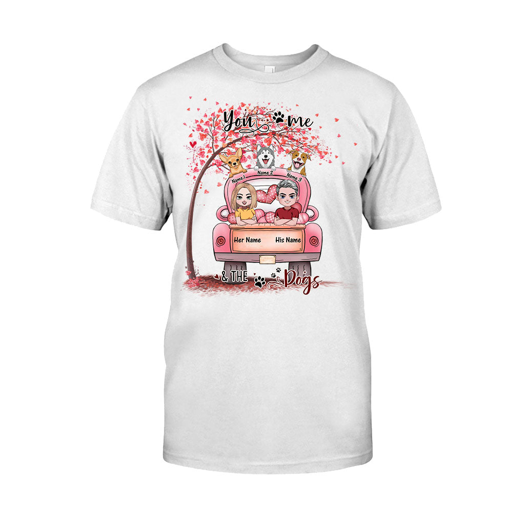 Du, ich und der Hund – personalisiertes Partner-T-Shirt und Hoodie