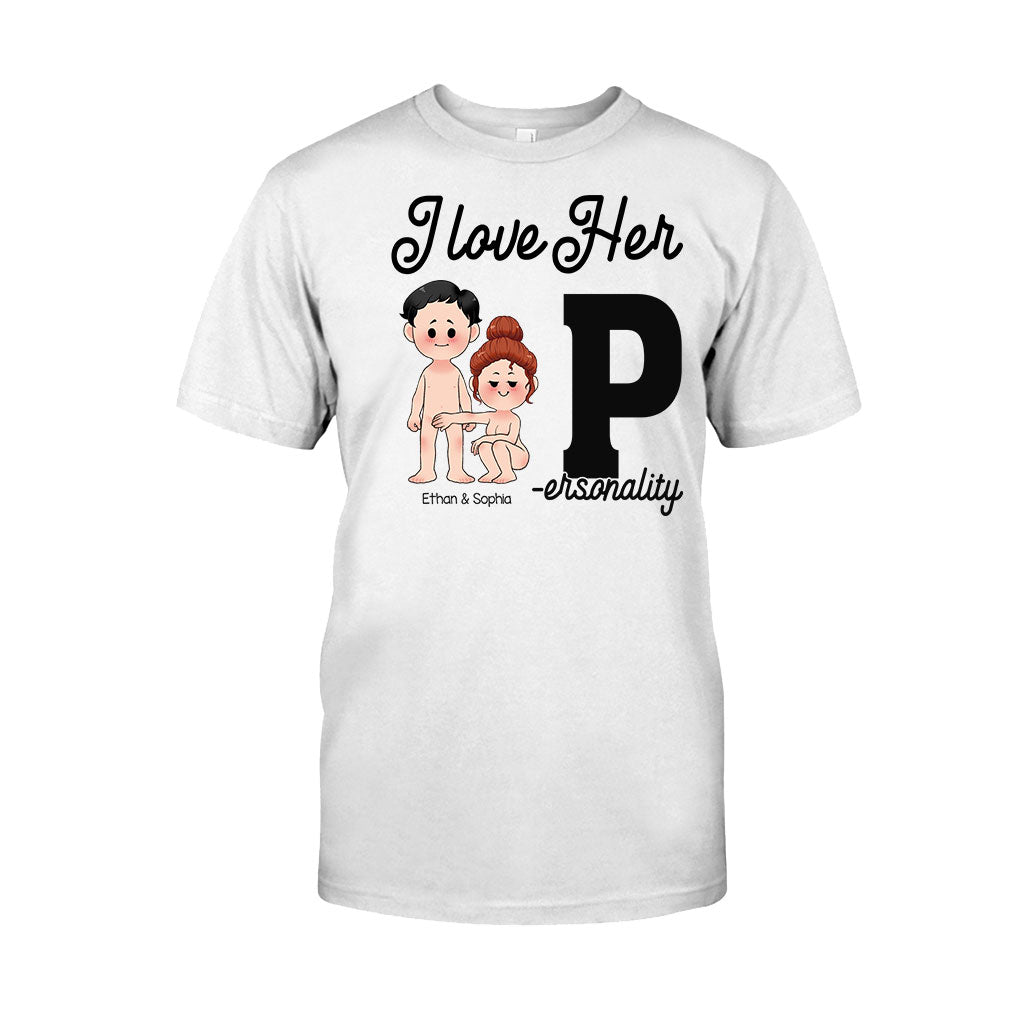 Ich liebe ihn, ich liebe sie – personalisiertes Partner-T-Shirt und Hoodie