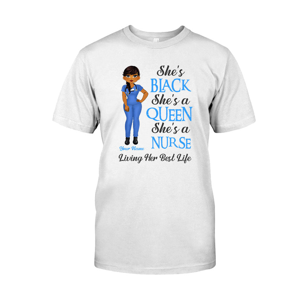 Schwarze Krankenschwester – Personalisiertes T-Shirt und Hoodie für Krankenschwestern