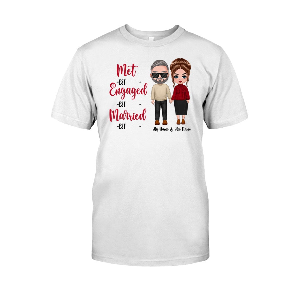 Verlobt, verheiratet – personalisiertes T-Shirt und Hoodie für Paare