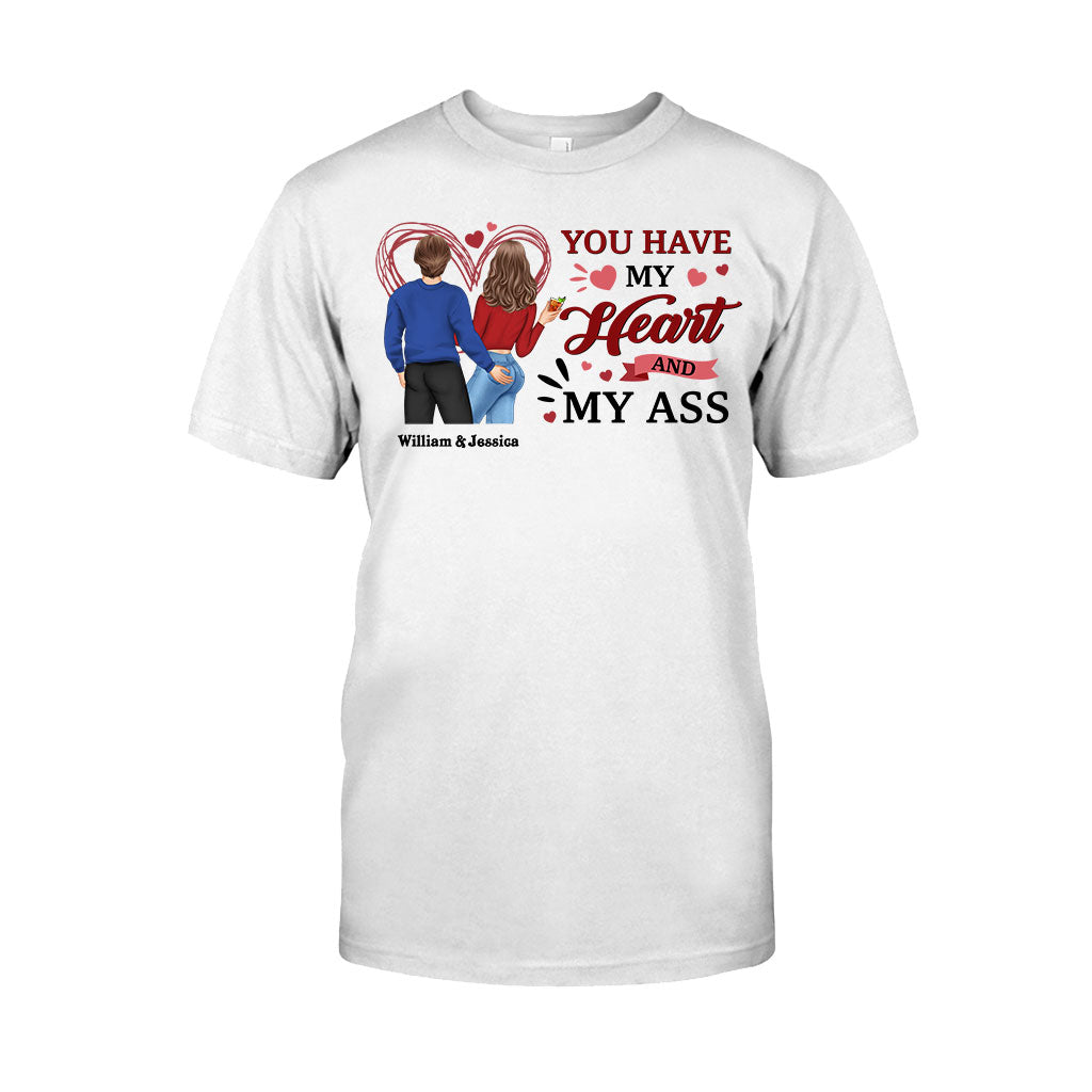Du hast mein Herz und meinen Hintern – personalisiertes Partner-T-Shirt und Hoodie