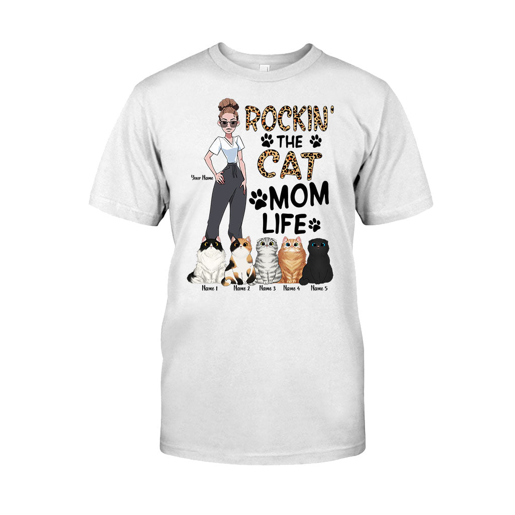 Das Leben als Katzenmama rocken – personalisiertes Katzen-T-Shirt und Hoodie