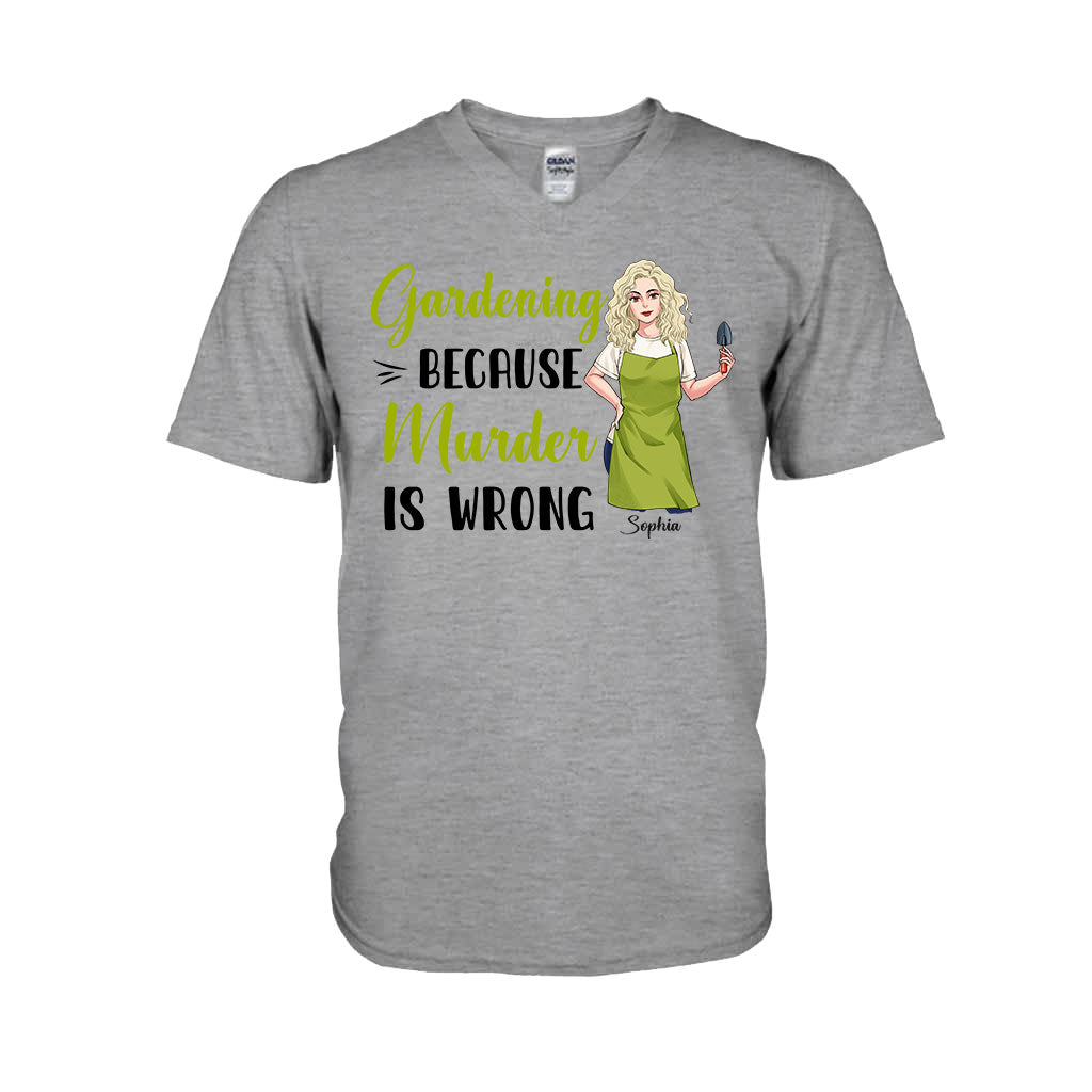 Gärtnern, weil Mord falsch ist – Personalisiertes Garten-T-Shirt und Hoodie