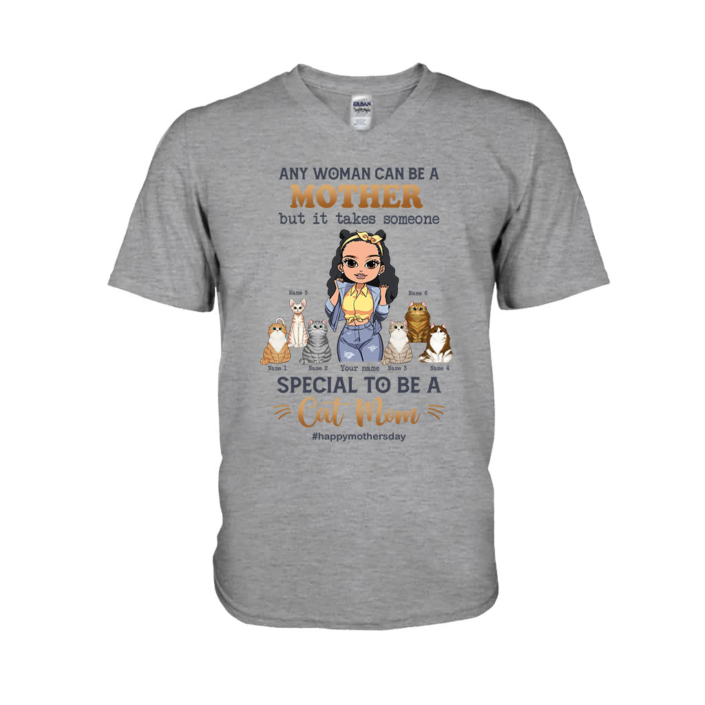 Any Woman Can Be A Mother Special Cat Mom - Personalized Cat T-shirt and Hoodie