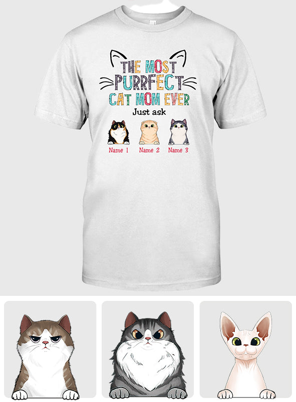 Die perfekte Katzenmama – personalisiertes Muttertags-T-Shirt und Hoodie mit Katzenmotiv