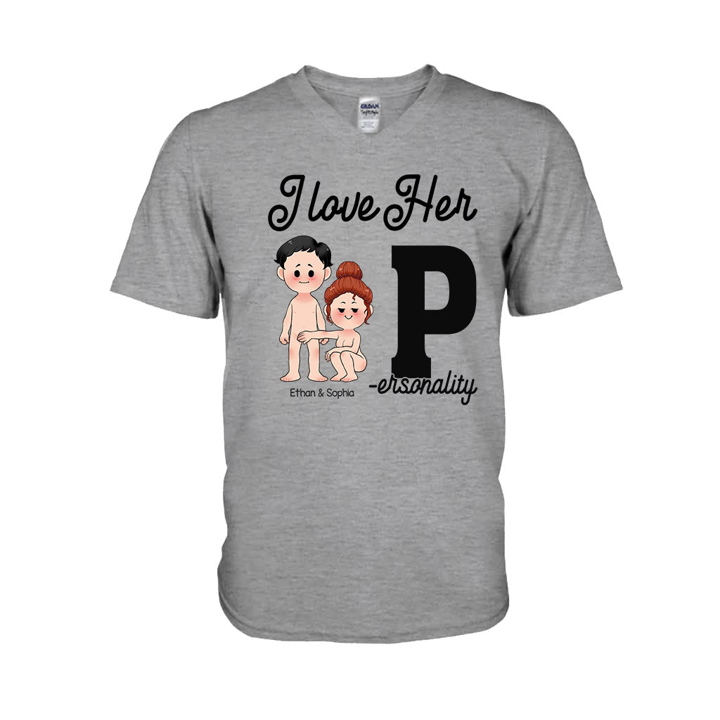 Ich liebe ihn, ich liebe sie – personalisiertes Partner-T-Shirt und Hoodie