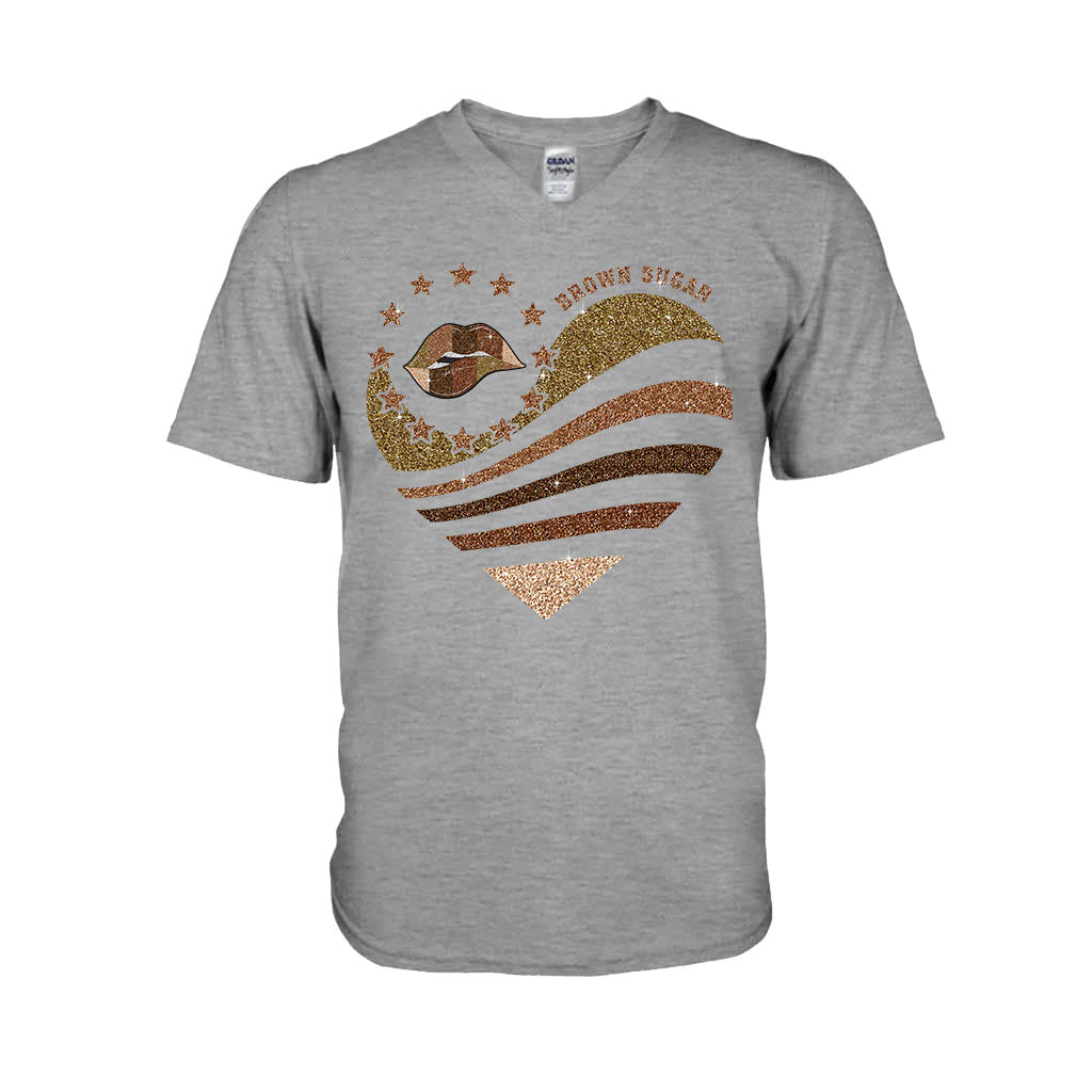 Brown Sugar - African American T-shirt and Hoodie With Faux Glitter Print 112021