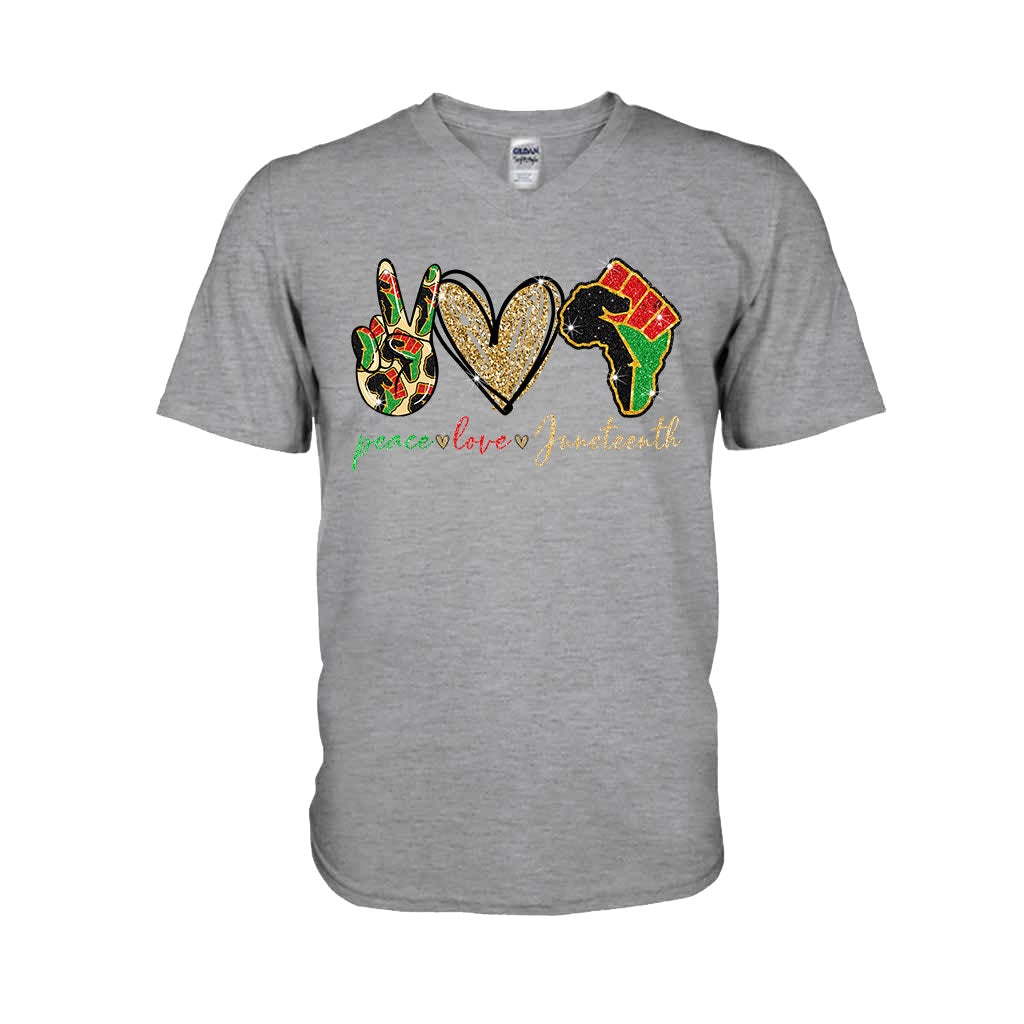 Juneteenth – T-Shirt und Hoodie für Afroamerikaner mit Glitzer-Imitat 1121