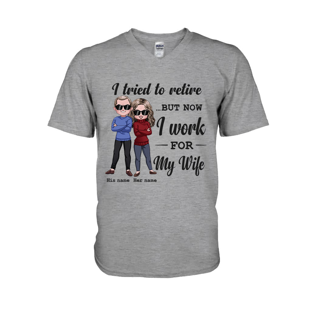 Ich habe versucht, in Rente zu gehen – Personalisiertes T-Shirt und Hoodie für Paare