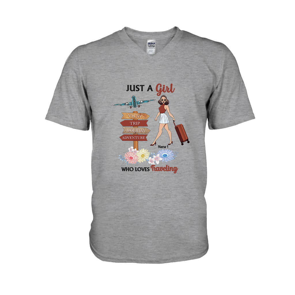 Einfach ein Mädchen, das gerne reist – personalisiertes T-Shirt und Hoodie