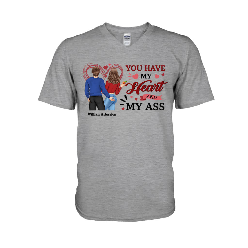 Du hast mein Herz und meinen Hintern – personalisiertes Partner-T-Shirt und Hoodie