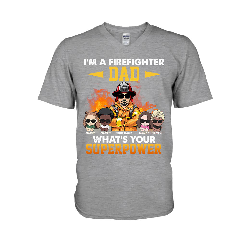 Ich bin ein Feuerwehrmann-Papa – Was ist deine Superkraft? – Personalisiertes Vatertags-T-Shirt und Hoodie
