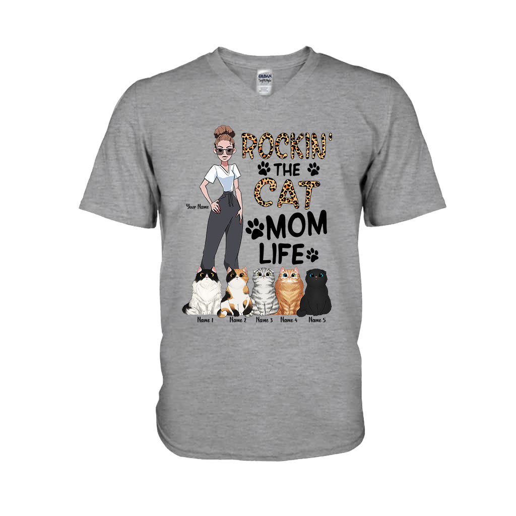 Das Leben als Katzenmama rocken – personalisiertes Katzen-T-Shirt und Hoodie