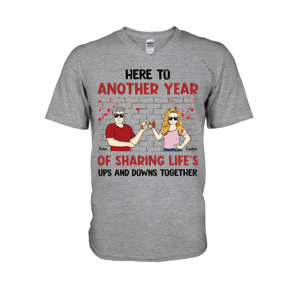 Here To Another Year Of Sharing Life - Personalized Couple Couple T-shirt and Hoodie