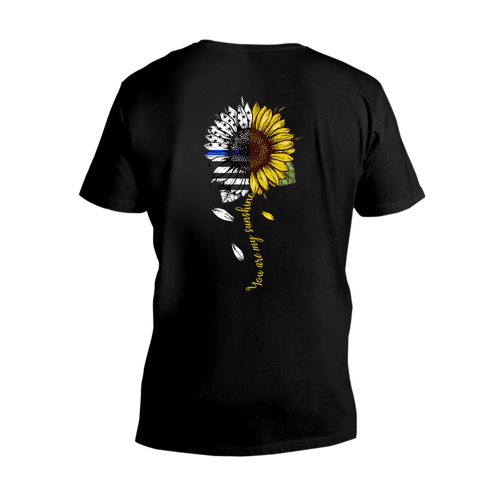 You Are My Sunshine Sunflower - Blue Line Police Officer T-shirt and Hoodie 1121