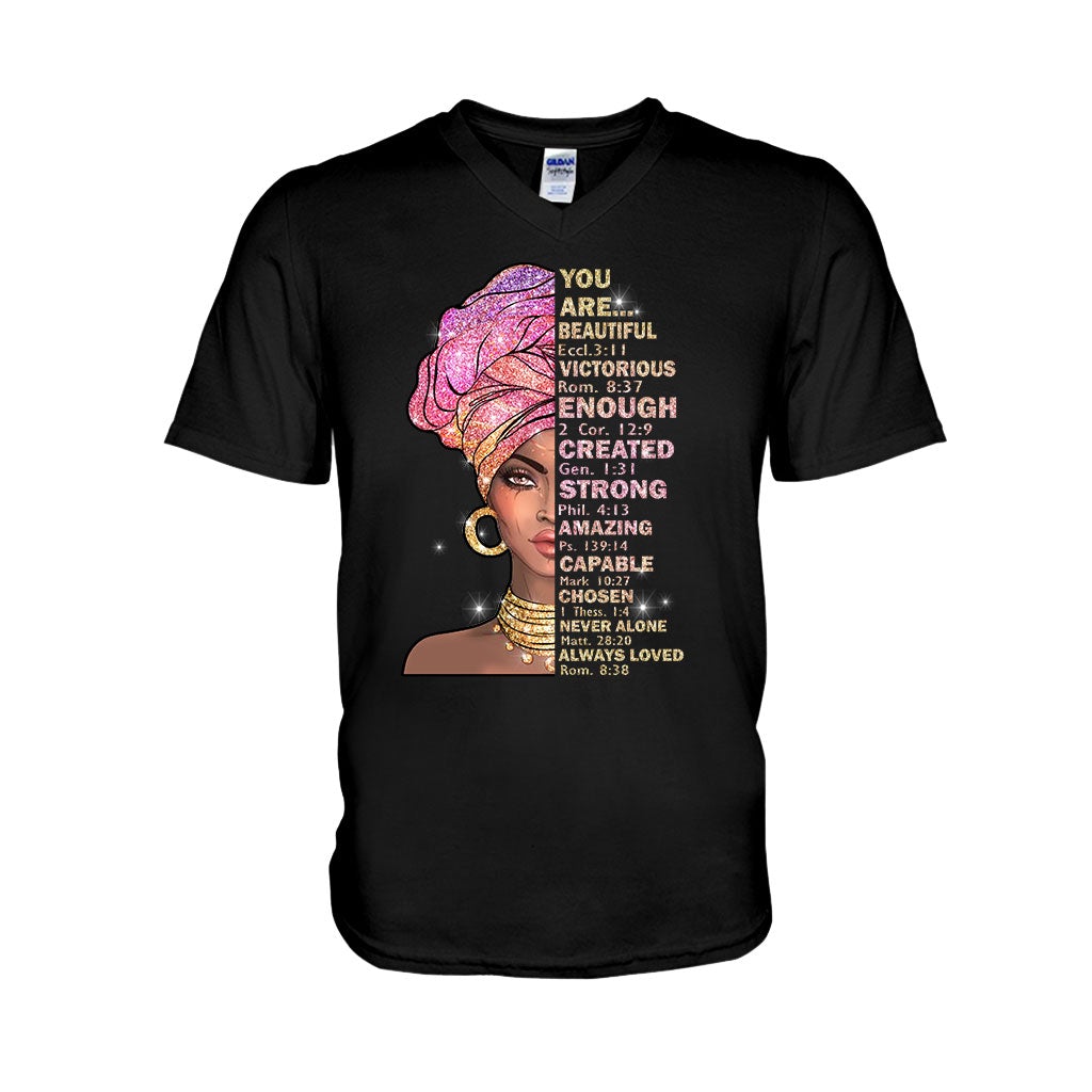 Du bist wunderschön – T-Shirt und Hoodie für Afroamerikaner mit Glitzer-Imitat 1121