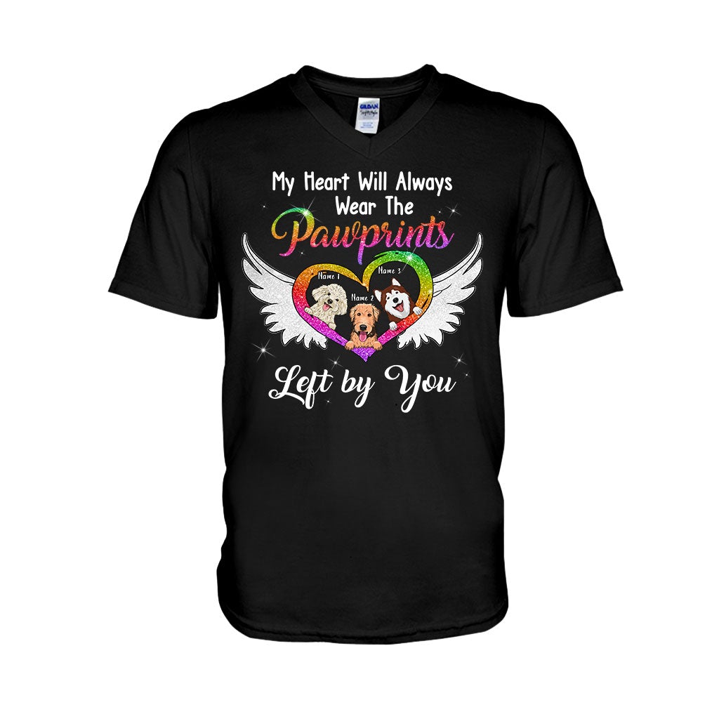 My Heart Will Always Wear The Pawprints - Personalized Dog T-shirt and Hoodie With Faux Glitter Print