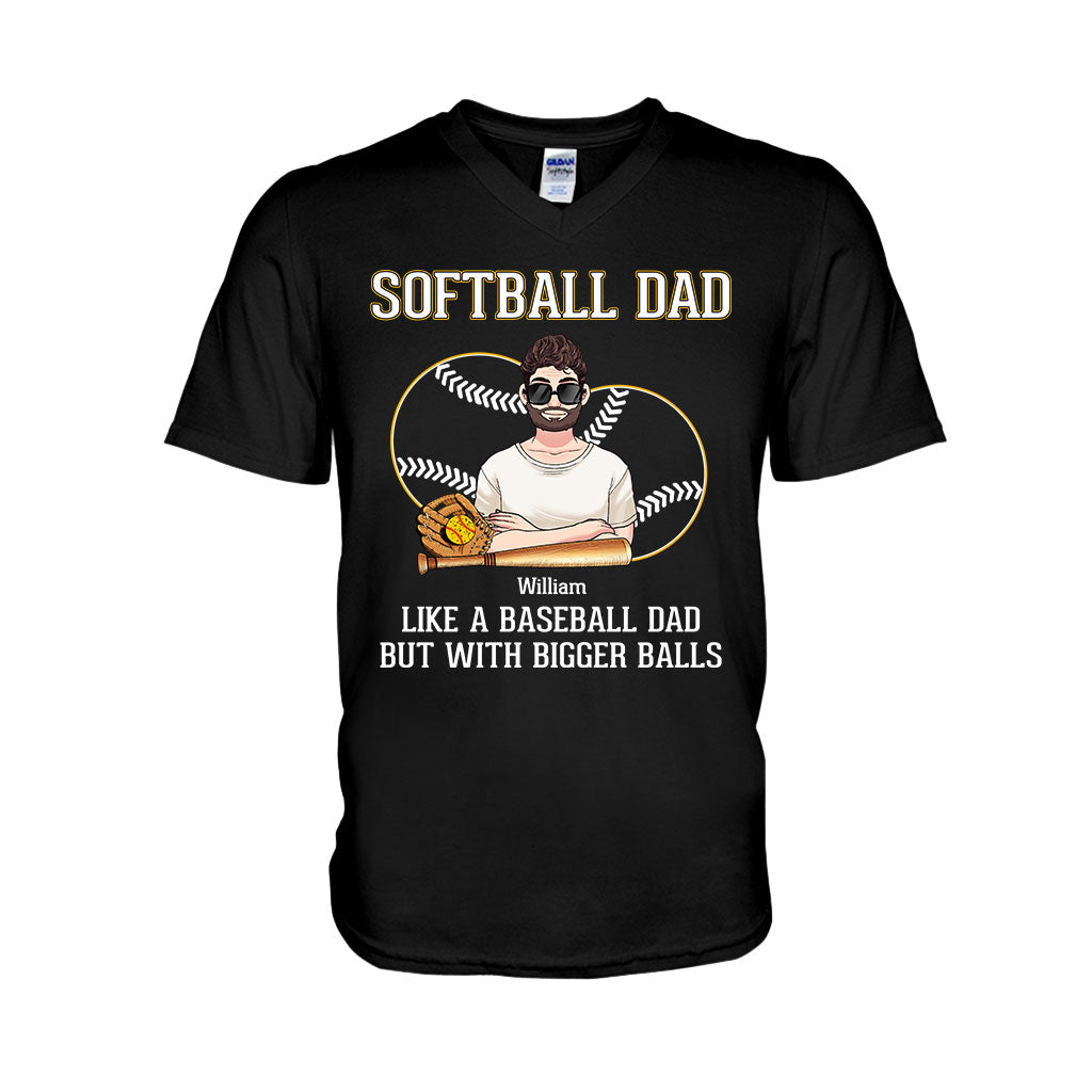 Softball-Papa wie ein Baseball-Papa, nur mit größeren Bällen – personalisiertes Softball-T-Shirt und Hoodie