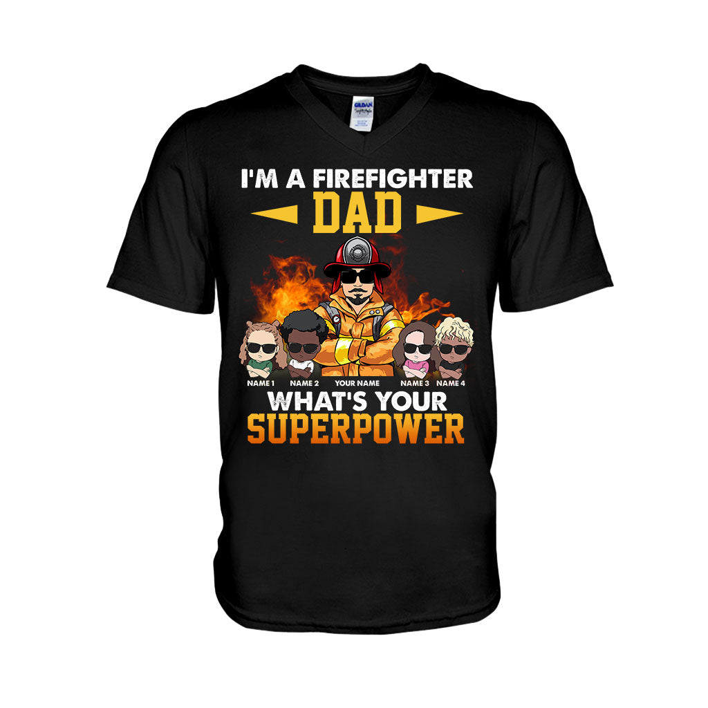 Ich bin ein Feuerwehrmann-Papa – Was ist deine Superkraft? – Personalisiertes Vatertags-T-Shirt und Hoodie
