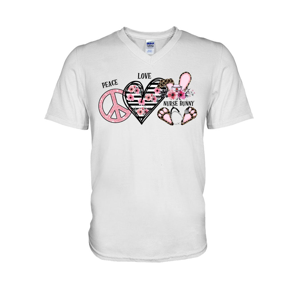 Peace Love Nurse Bunny - Personalized T-shirt and Hoodie