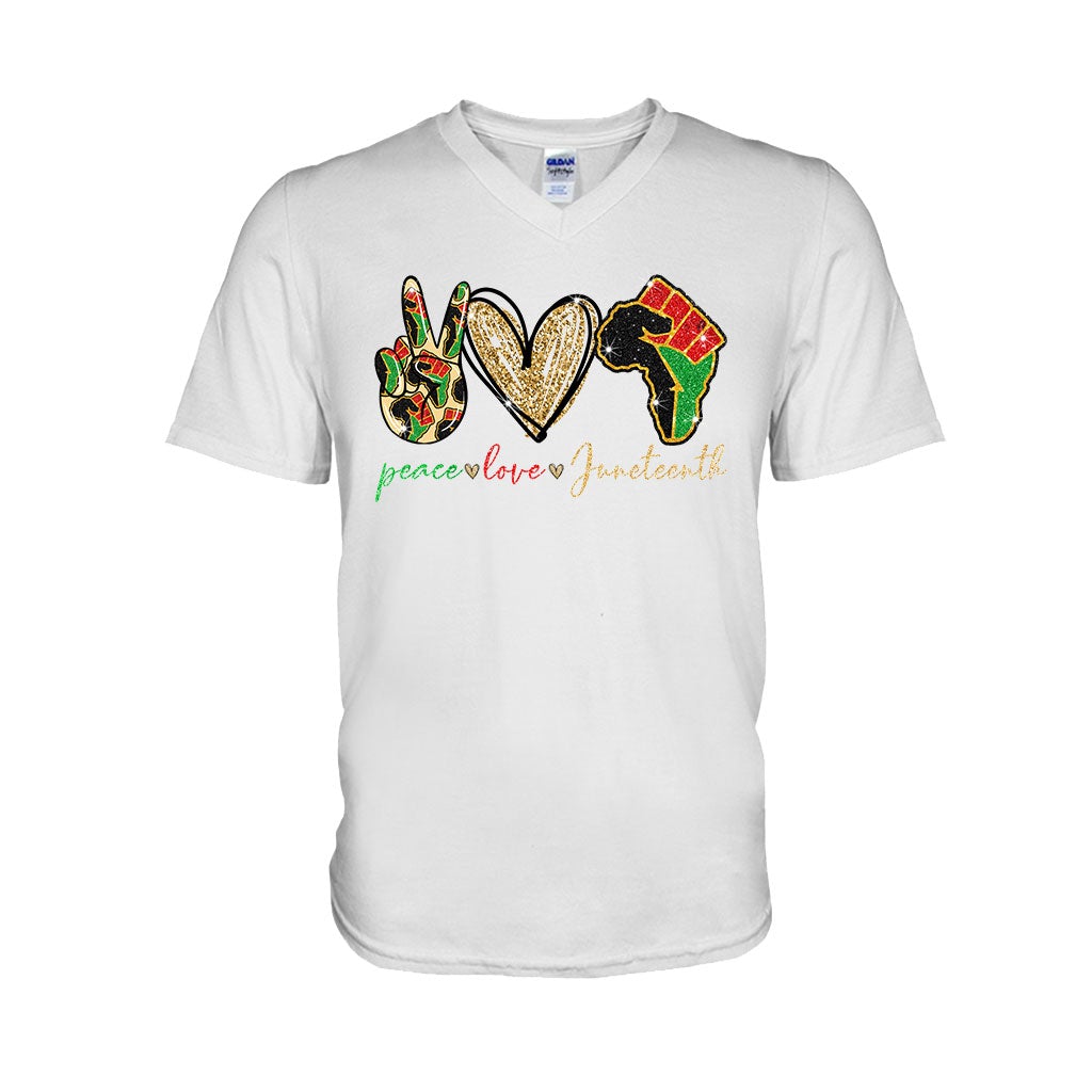 Juneteenth – T-Shirt und Hoodie für Afroamerikaner mit Glitzer-Imitat 1121