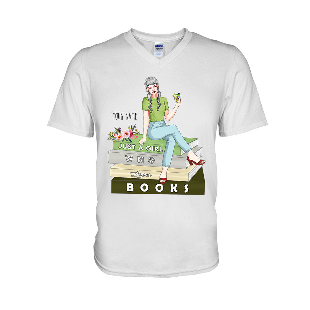 Einfach ein Mädchen, das Bücher liebt – personalisiertes Buch-T-Shirt und Hoodie