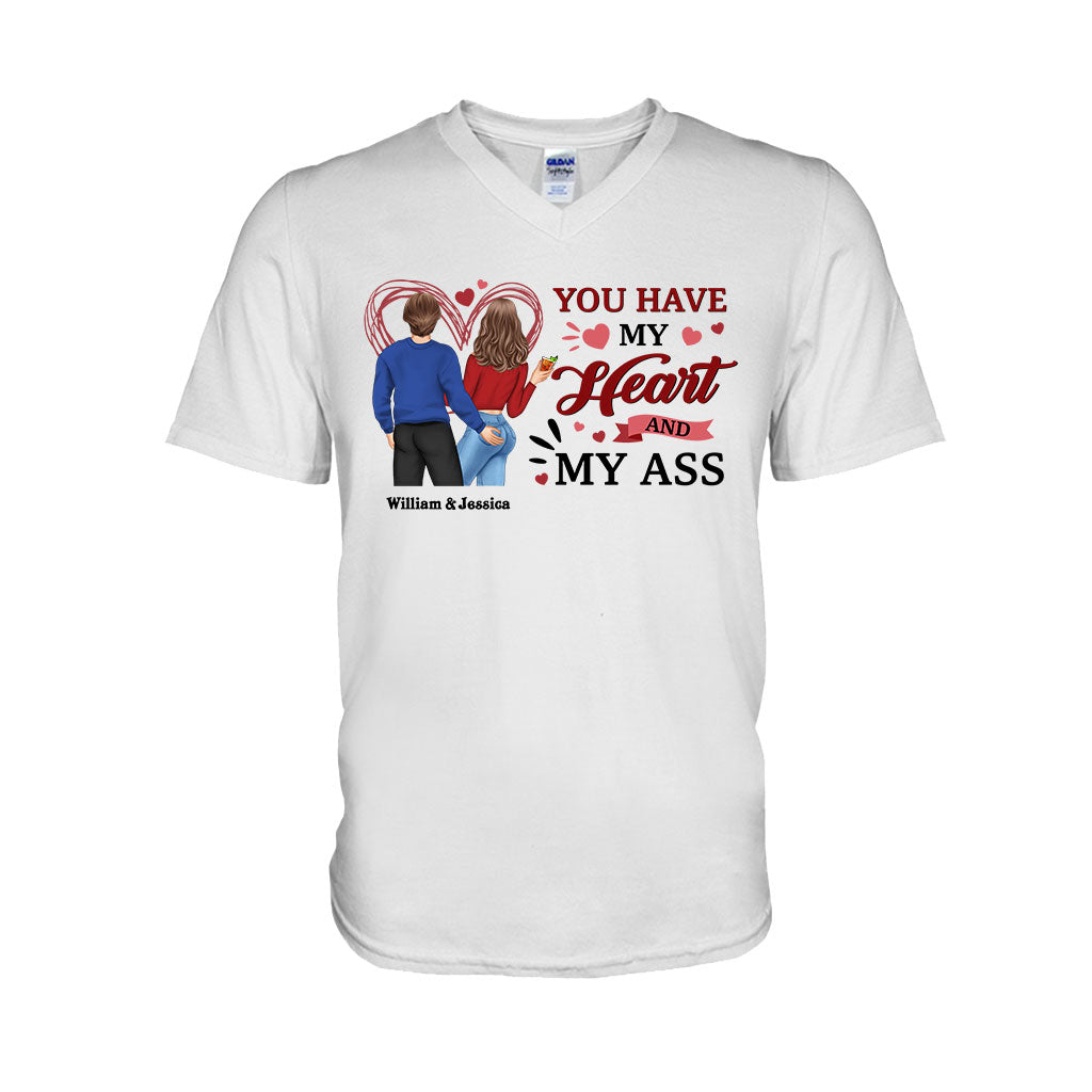 Du hast mein Herz und meinen Hintern – personalisiertes Partner-T-Shirt und Hoodie