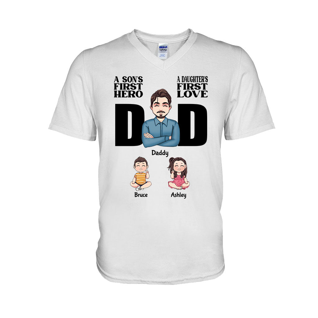 Der erste Held eines Sohnes, die erste Liebe einer Tochter – personalisiertes Vater-T-Shirt und Hoodie