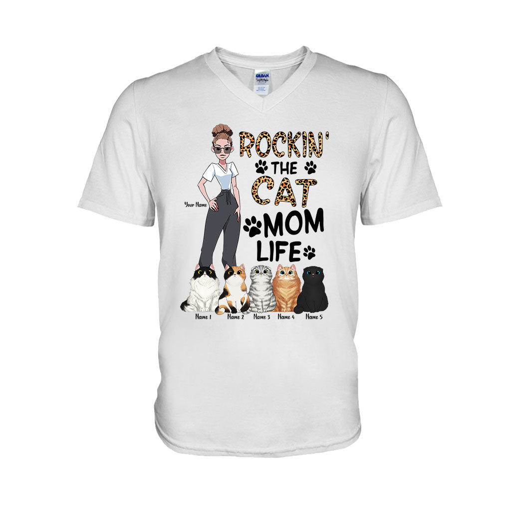 Das Leben als Katzenmama rocken – personalisiertes Katzen-T-Shirt und Hoodie