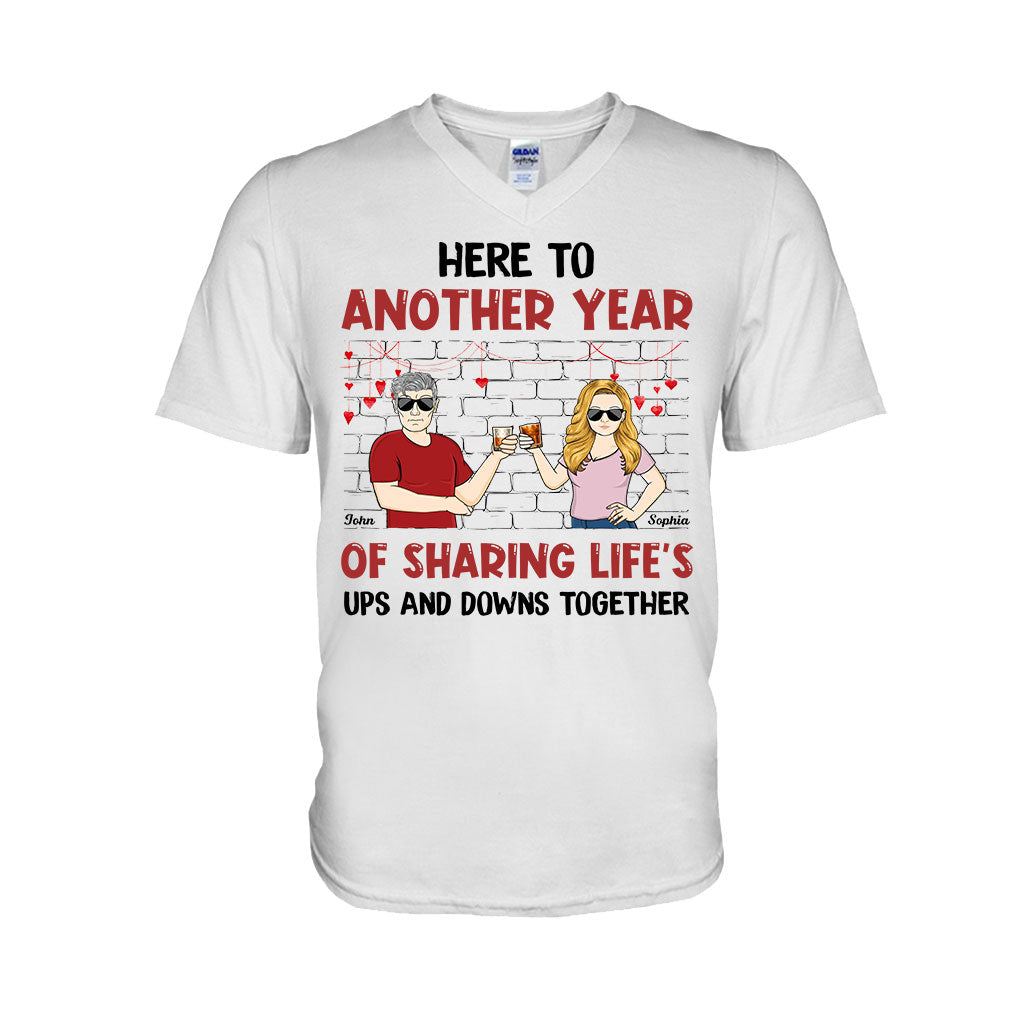 Here To Another Year Of Sharing Life - Personalized Couple Couple T-shirt and Hoodie