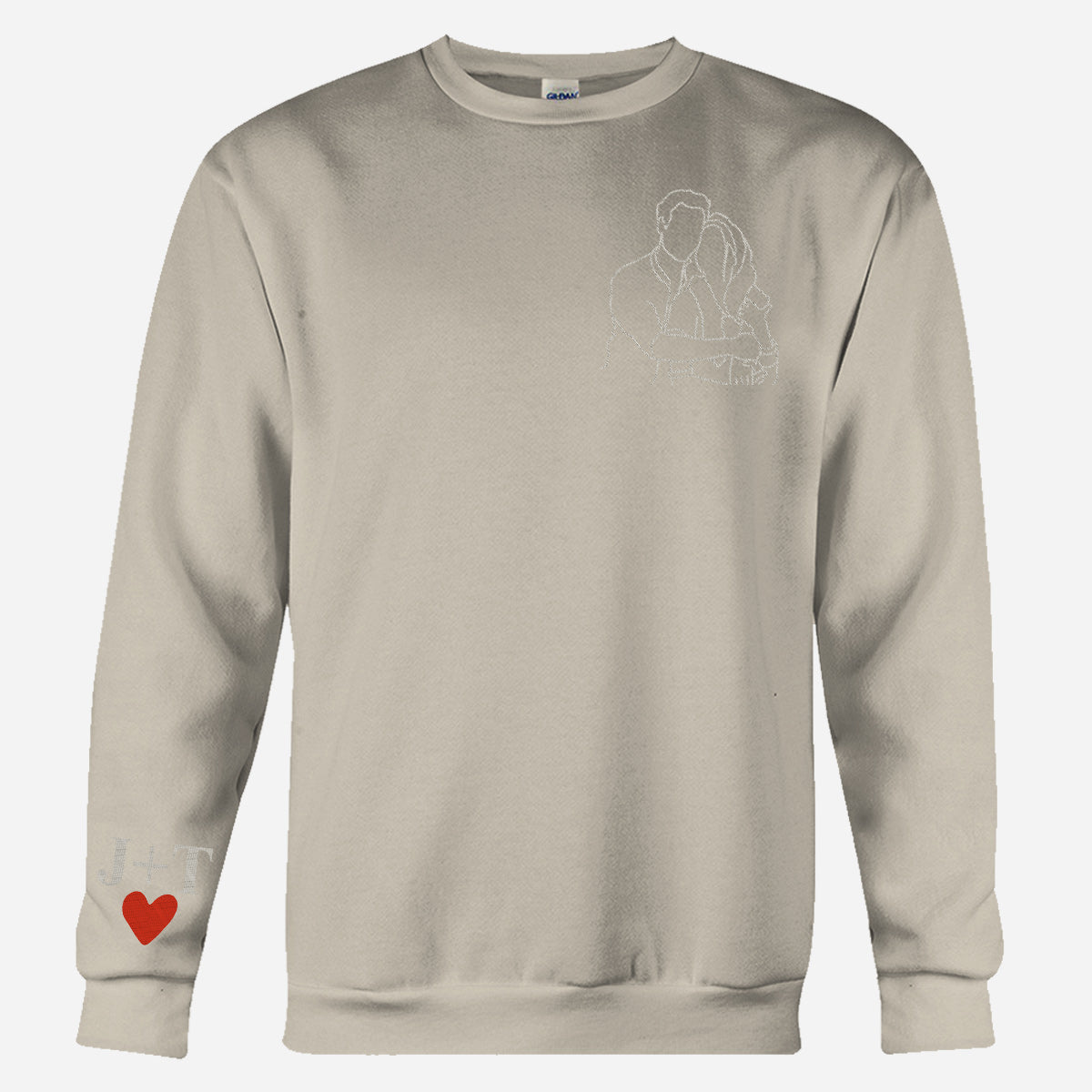 Individuelle Foto-Linienzeichnung – Personalisierter, bestickter Pullover für Paare