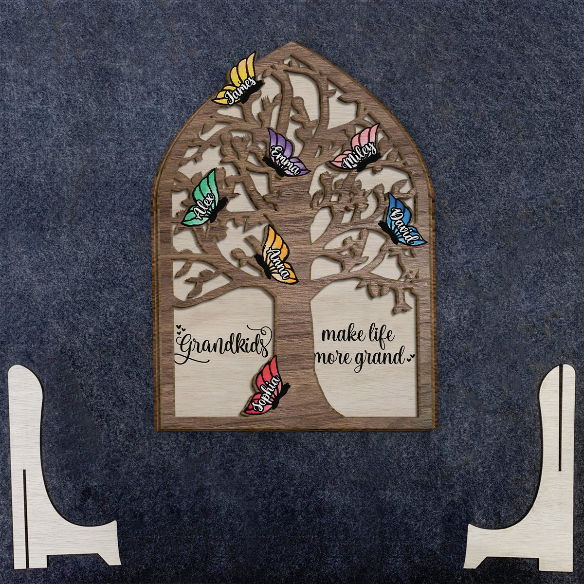 Enkelkinder machen das Leben schöner – Personalisiertes 2-lagiges Holzschild/Holzplakette für Oma