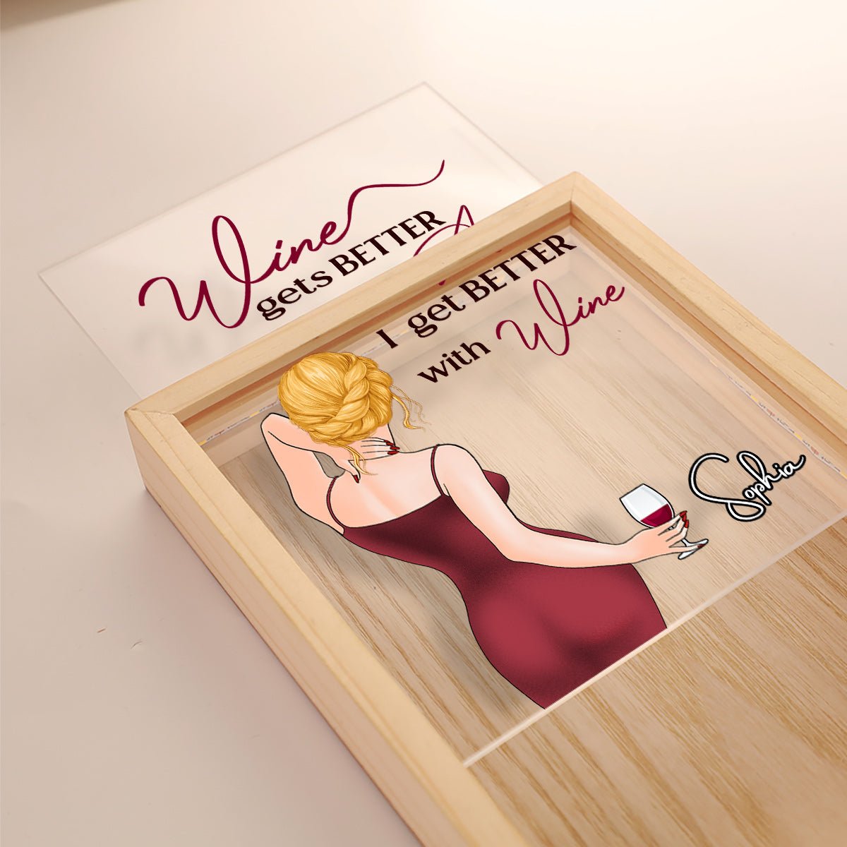 Mit Wein geht es mir besser – Personalisierter Wein-Bilderrahmen mit Leuchtkasten