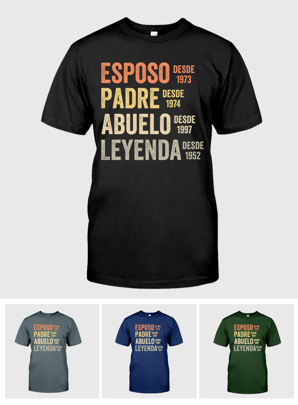 Esposo Padre Abuelo Leyenda - Personalisiertes Vater-T-Shirt und Kapuzenpullover