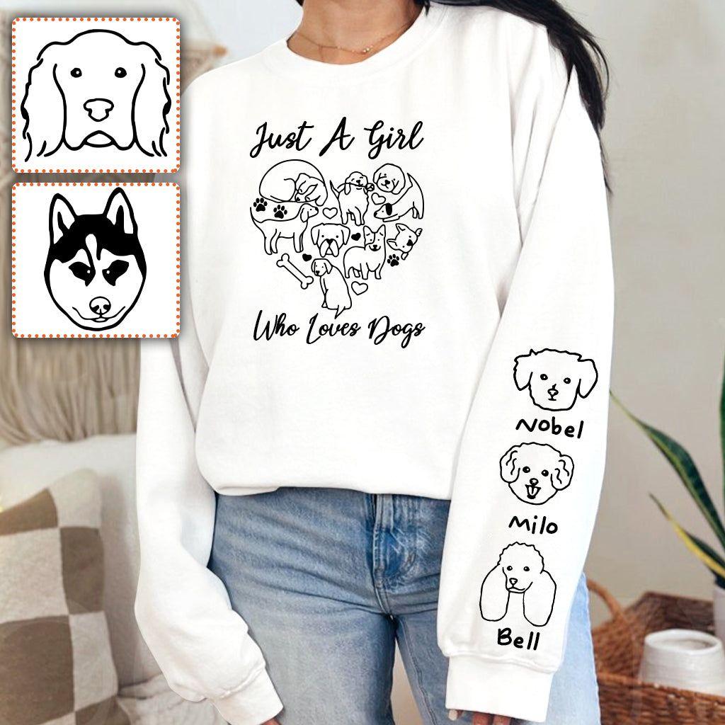 Einfach ein Mädchen, das Hunde liebt – personalisiertes T-Shirt mit Hundemotiv