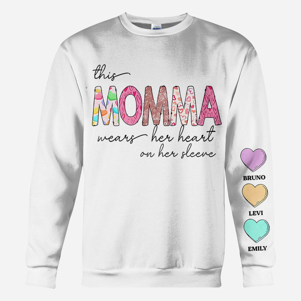This Grandma Wears Her Heart On Her Sleeve - Personalized Grandma All Over Shirt