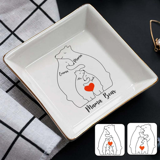Mama Bear Daisy - Personalized Mother Jewelry Dish