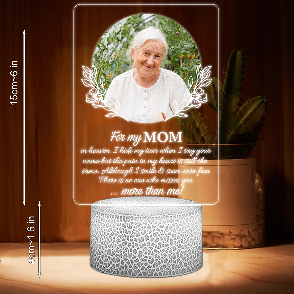 Für meinen Titel im Himmel verberge ich meine Tränen, wenn ich deinen Namen nenne – personalisierte, mutterförmige Gedenktafel mit Leuchtfuß