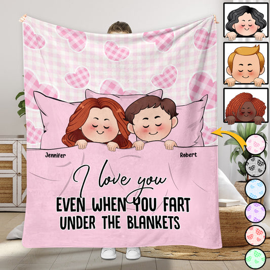 Ich liebe dich auch dann, wenn du unter der Decke furzt – Personalisierte Pärchendecke