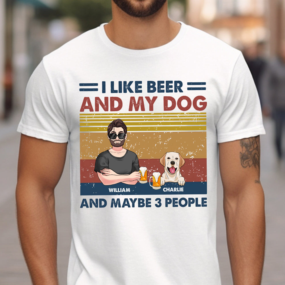 Ich mag Bier und meine Hunde – personalisiertes Hunde-T-Shirt und Hoodie