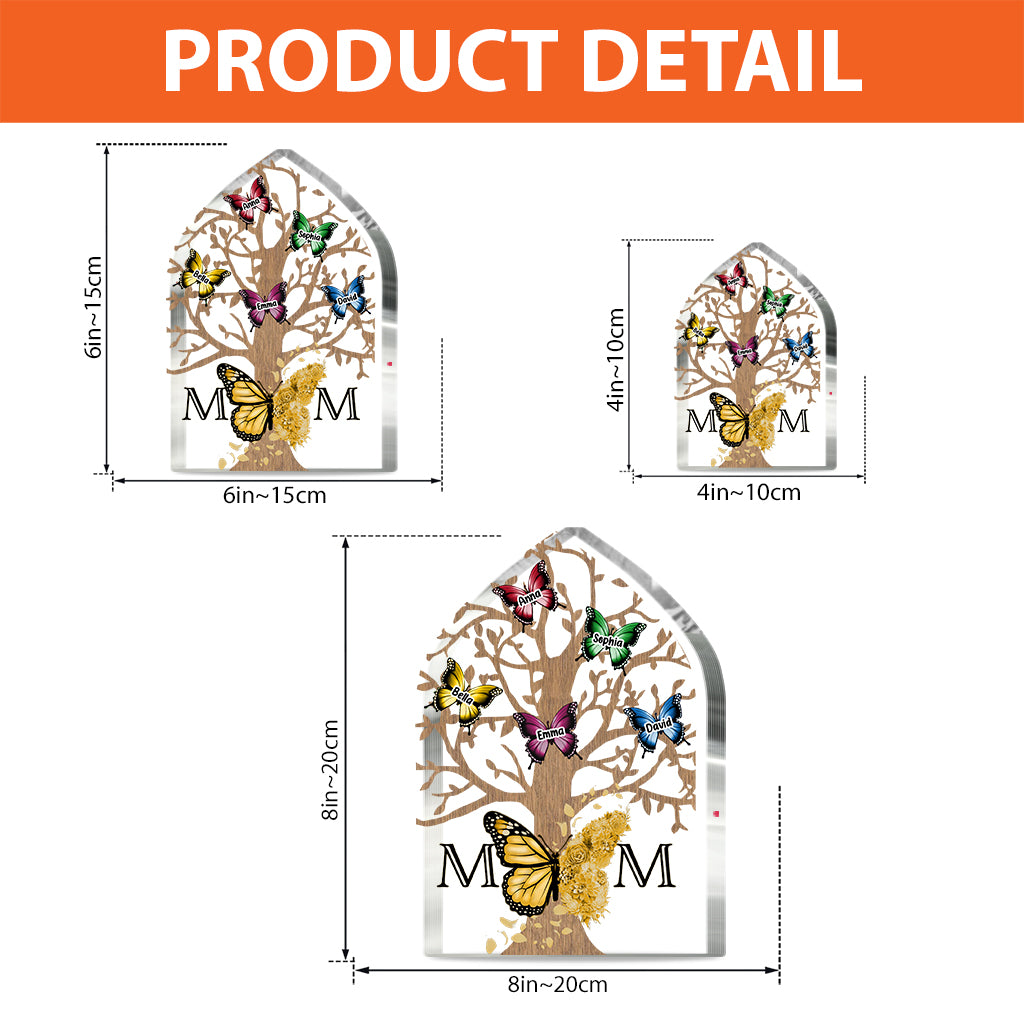 Mama-Schmetterlinge – Personalisierte Acrylplakette in individueller Form für die Mutter