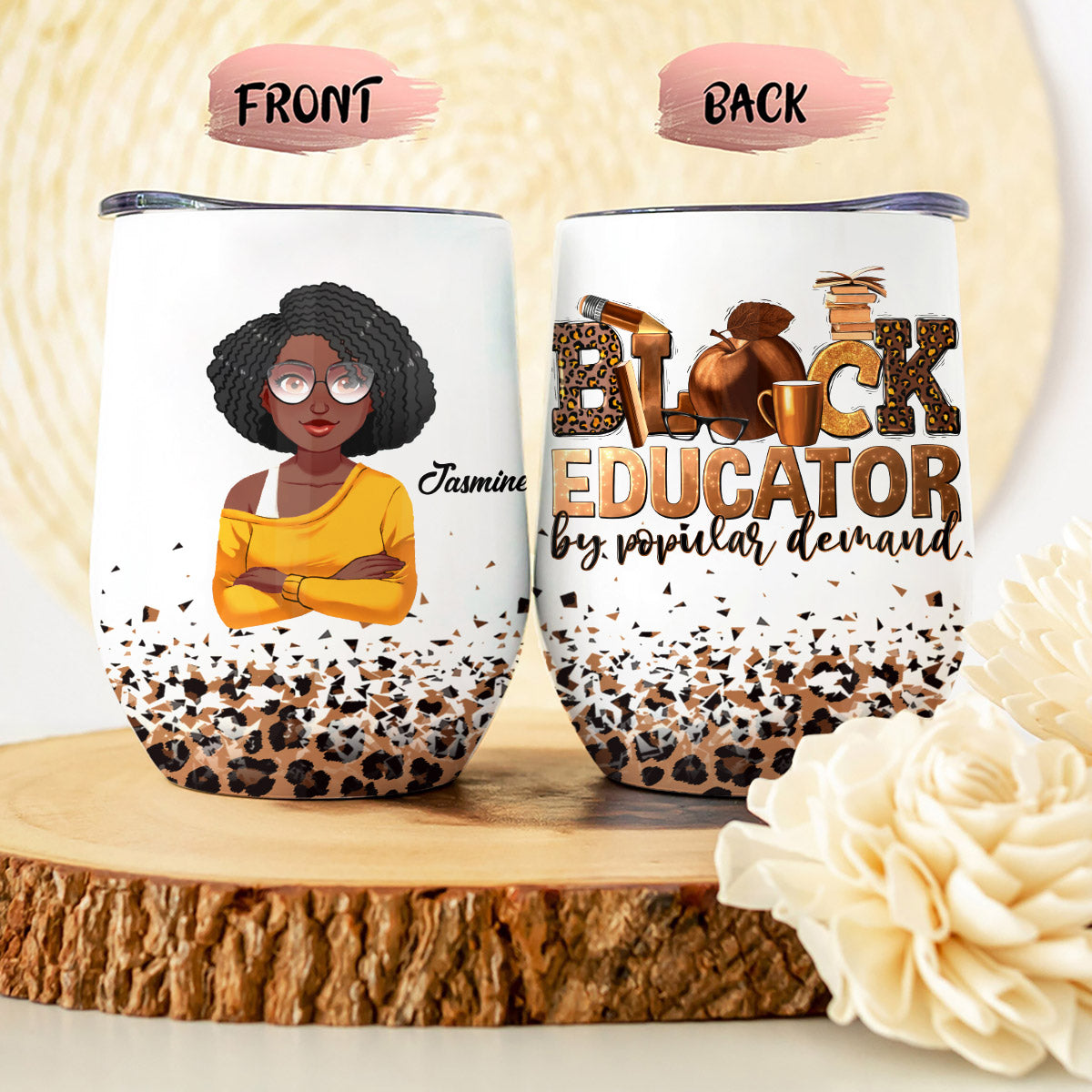 Black Educator - Personalized African American Wine Tumbler