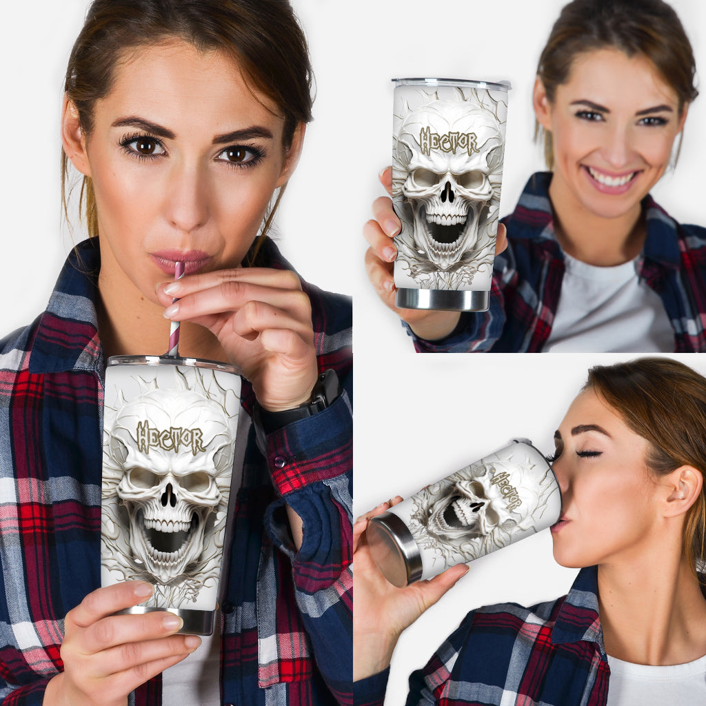 Weißer Totenkopf – Personalisierter Totenkopf-Trinkbecher