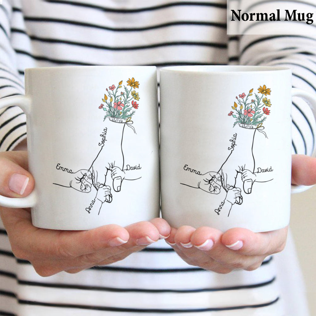 Mamas Hand halten – Personalisierte Muttertasse